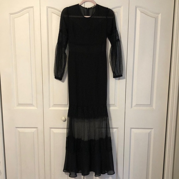 Express Black Lace Bandeau Maxi Goth Dress Size 2 - Picture 2 of 7